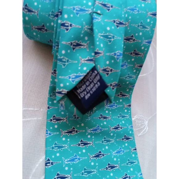 American Lifestyle Men's Fish Tie 3" Swordfish Aqua Blue - Picture 6 of 7